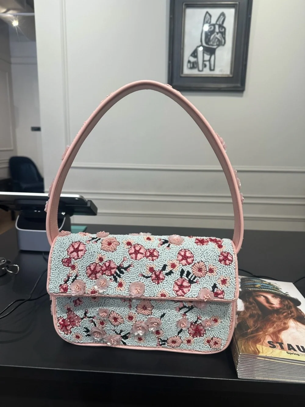 STAUD DC Georgetown Cherry Blossom Tommy beaded bag limited edition exclusive - Picture 2 of 4